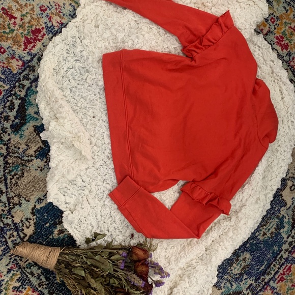 Red ruffle sleeve hoodie size medium ONE LOVE - Picture 2 of 3